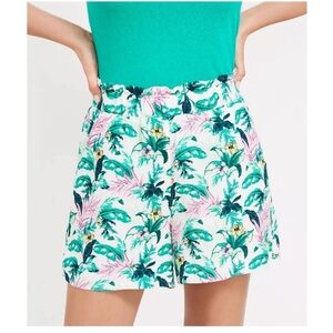 NWOT Ann Taylor LOFT Floral Botanical Fluid Pull On Shorts Boho Green Small